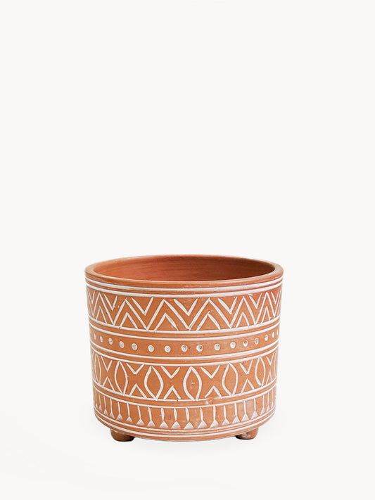 Hand Etched Terracotta Pot