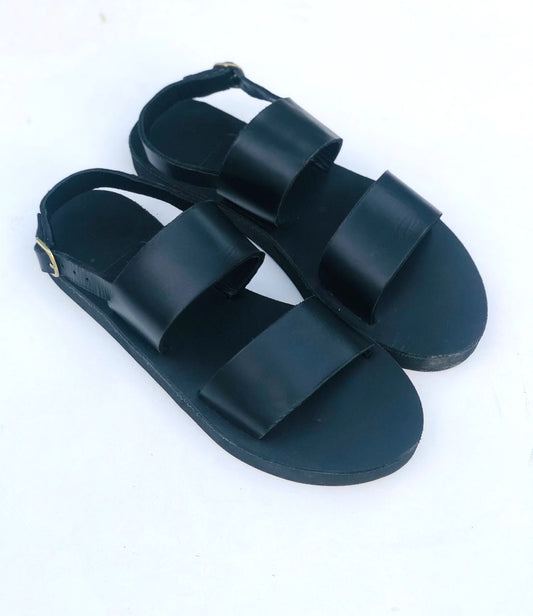 Sseko Double Strap Platform Sandals In in Oiled Black (Size 7)
