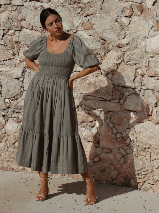 Frida Midi Dress in Azure Broderie