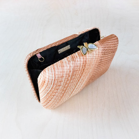 Coral Kimono Clutch Straw Bag