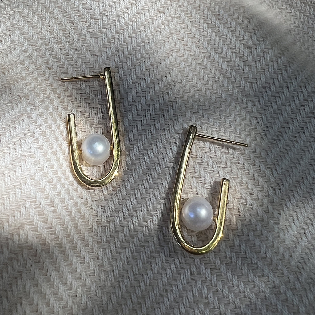 J Hoop Freshwater Pearl Earrings